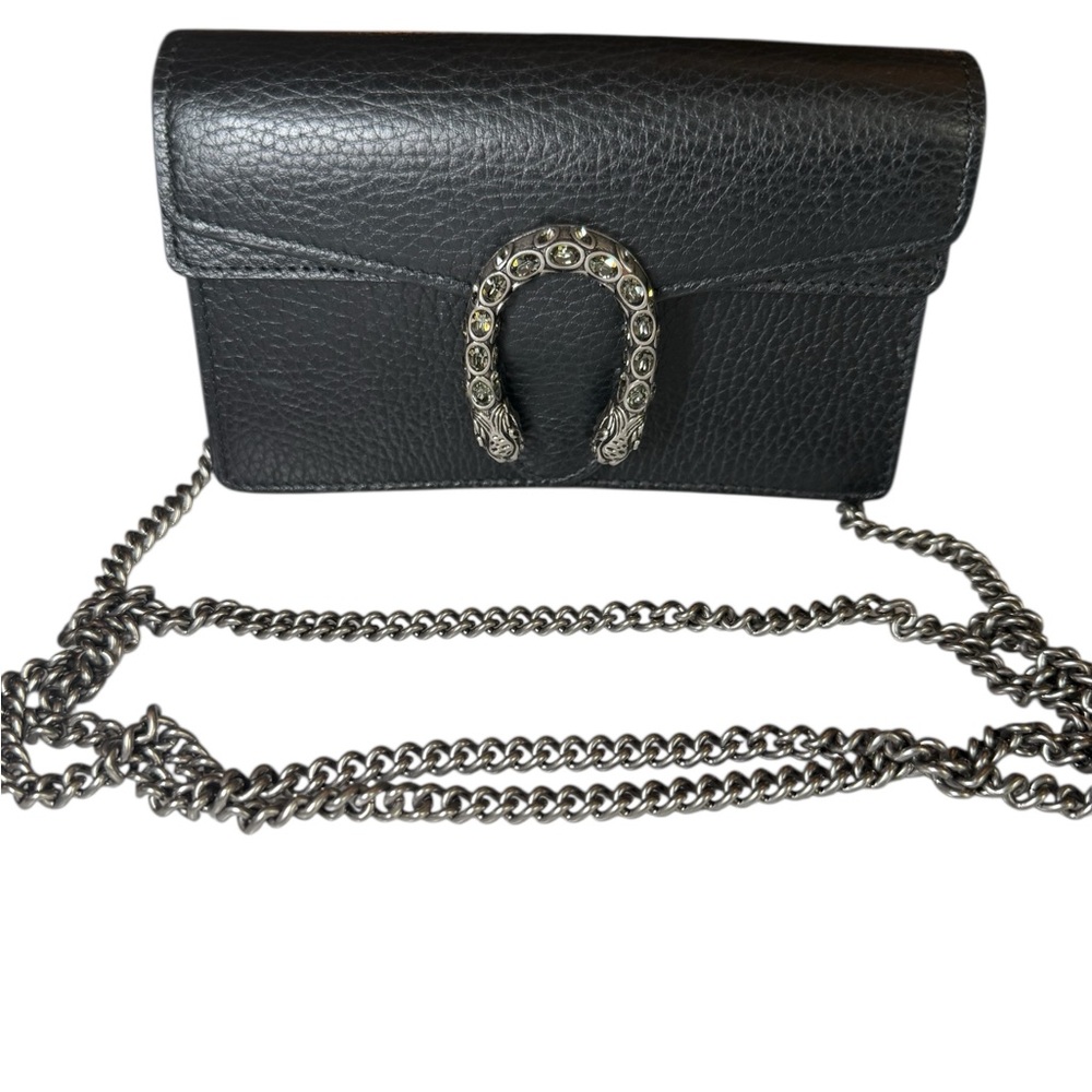 Gucci Black Leather Crossbody Bag with Chain